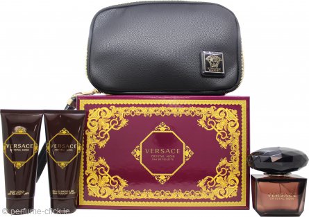 Versace Crystal Noir Geschenkset 90ml EDT + 100ml  Body Lotion + 100ml Douchegel + Tasje