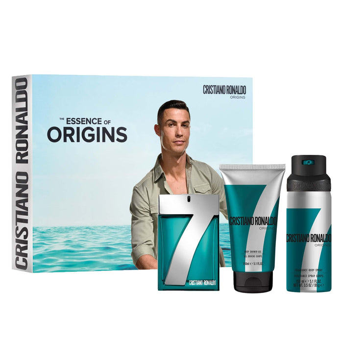 Cristiano Ronaldo CR7 Origins Geschenkset 100ml EDT Spray + 150ml Douchegel + 150ml Body Spray