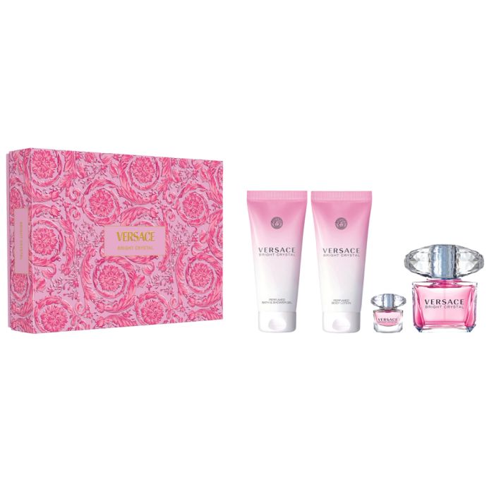 Versace Bright Crystal Geschenkset 90ml EDT + 100ml Body Lotion + 100ml Douchegel + 5ml EDT