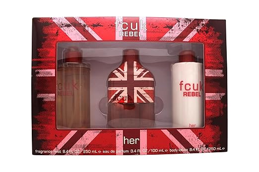 FCUK Rebel For Her Geschenkset 100ml EDT + 250ml  Body Lotion + 250ml Fragrance Mist