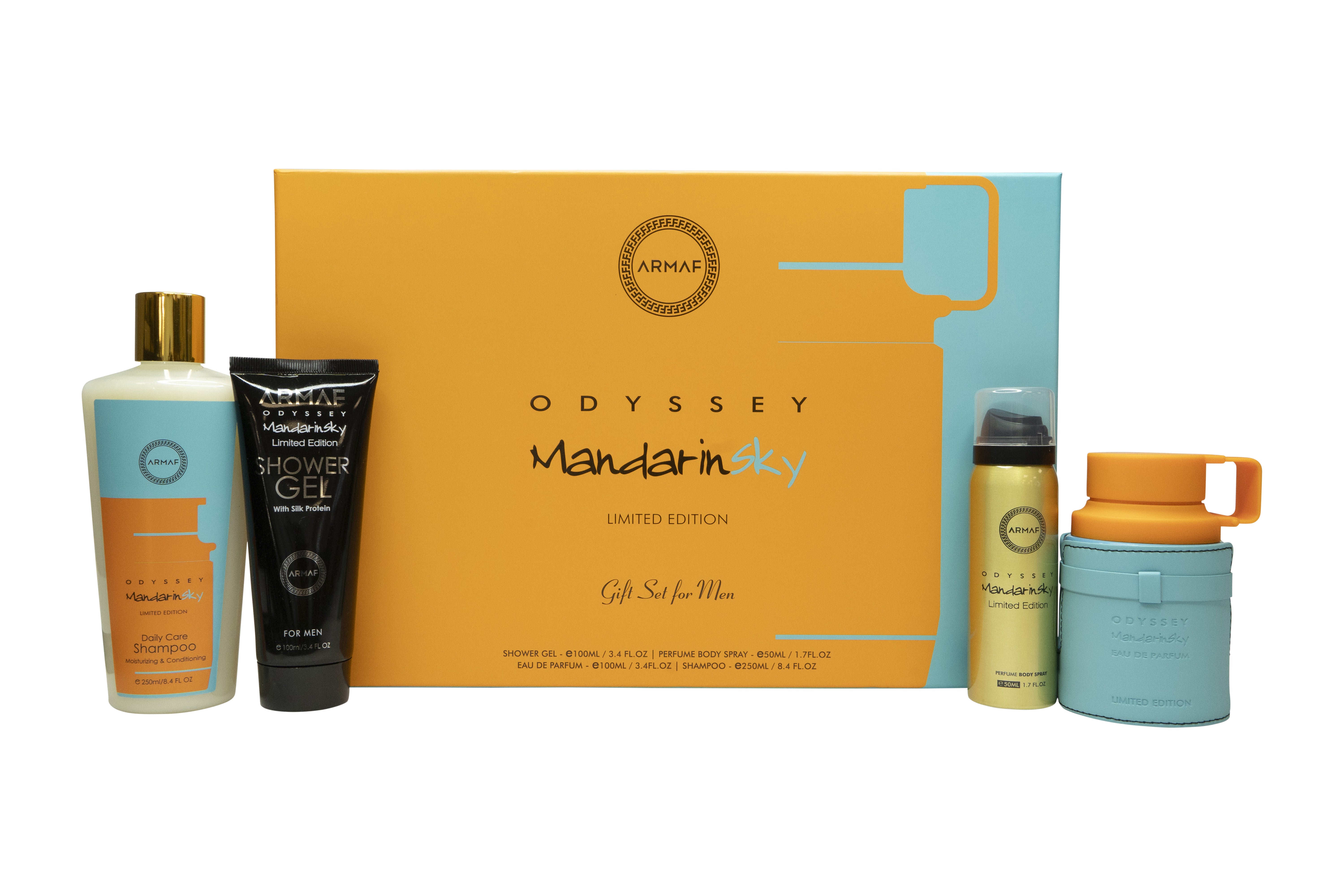 Armaf Odyssey Mandarin Sky Geschenkset 100ml EDP + 250ml Shampoo + 100ml Douchegel + 50ml Body Spray