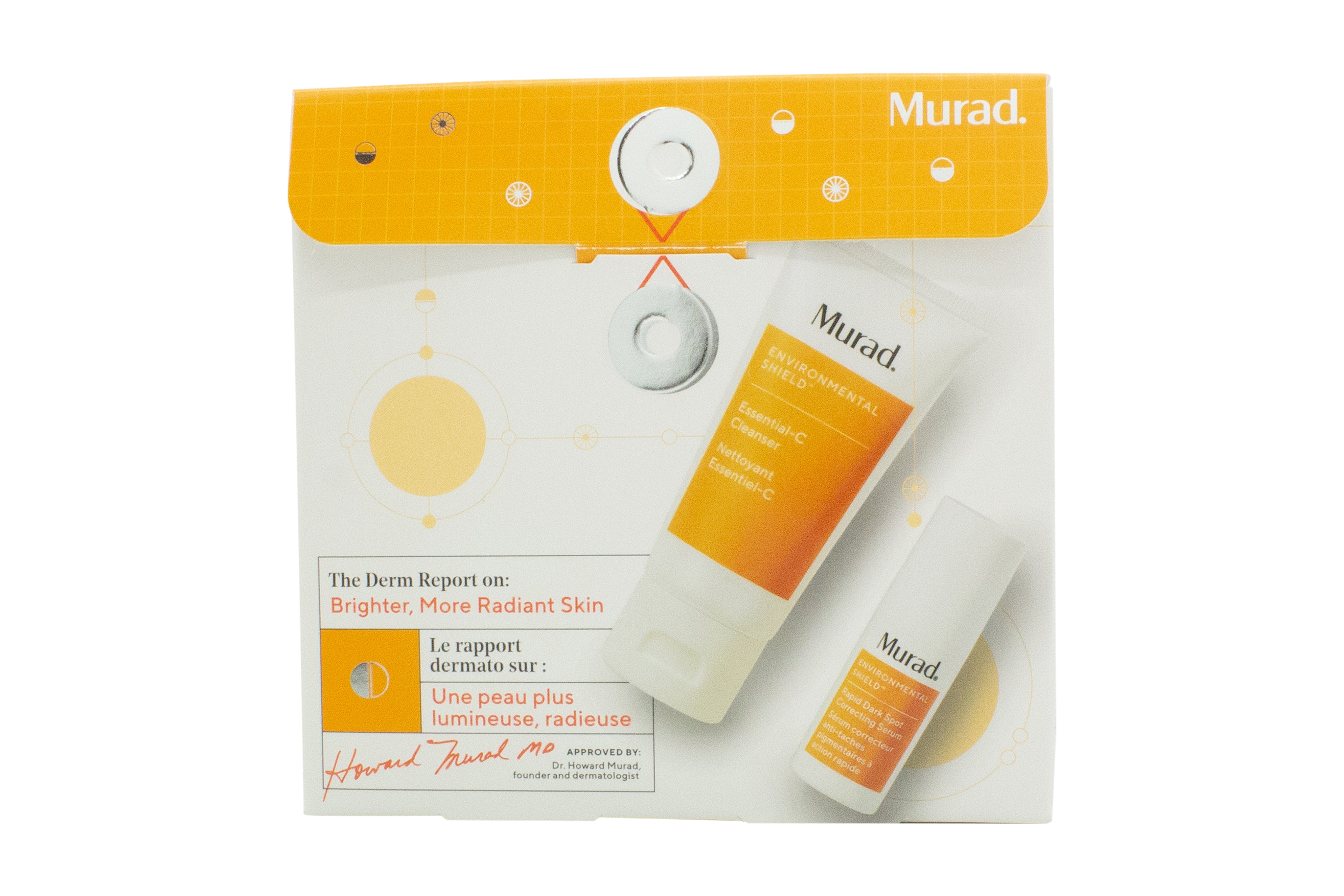 Murad The Derm Report Brighter More Radiant Skin Set 60ml Reinigungsmittel + 10ml Serum zur Korrektur dunkler Flecken (Dieses Geschenkset enthält:1x 60ml Essential-C Cleanser1x 10ml Rapid Dark Spot Correcting Serum)