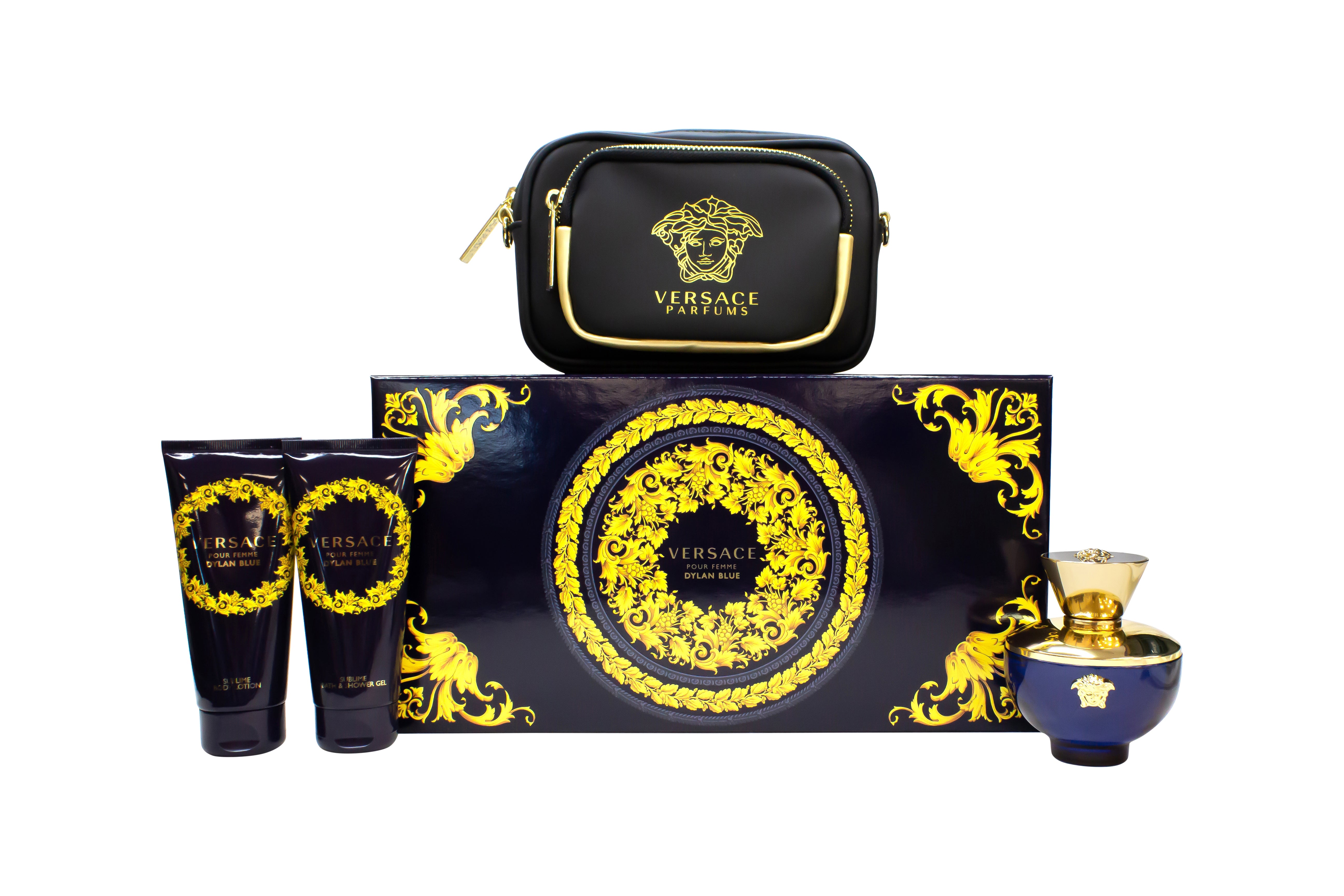 Versace Pour Femme Dylan Blue Geschenkset 100ml EDP + 100ml Douchegel + 100ml Body Lotion + Tasje