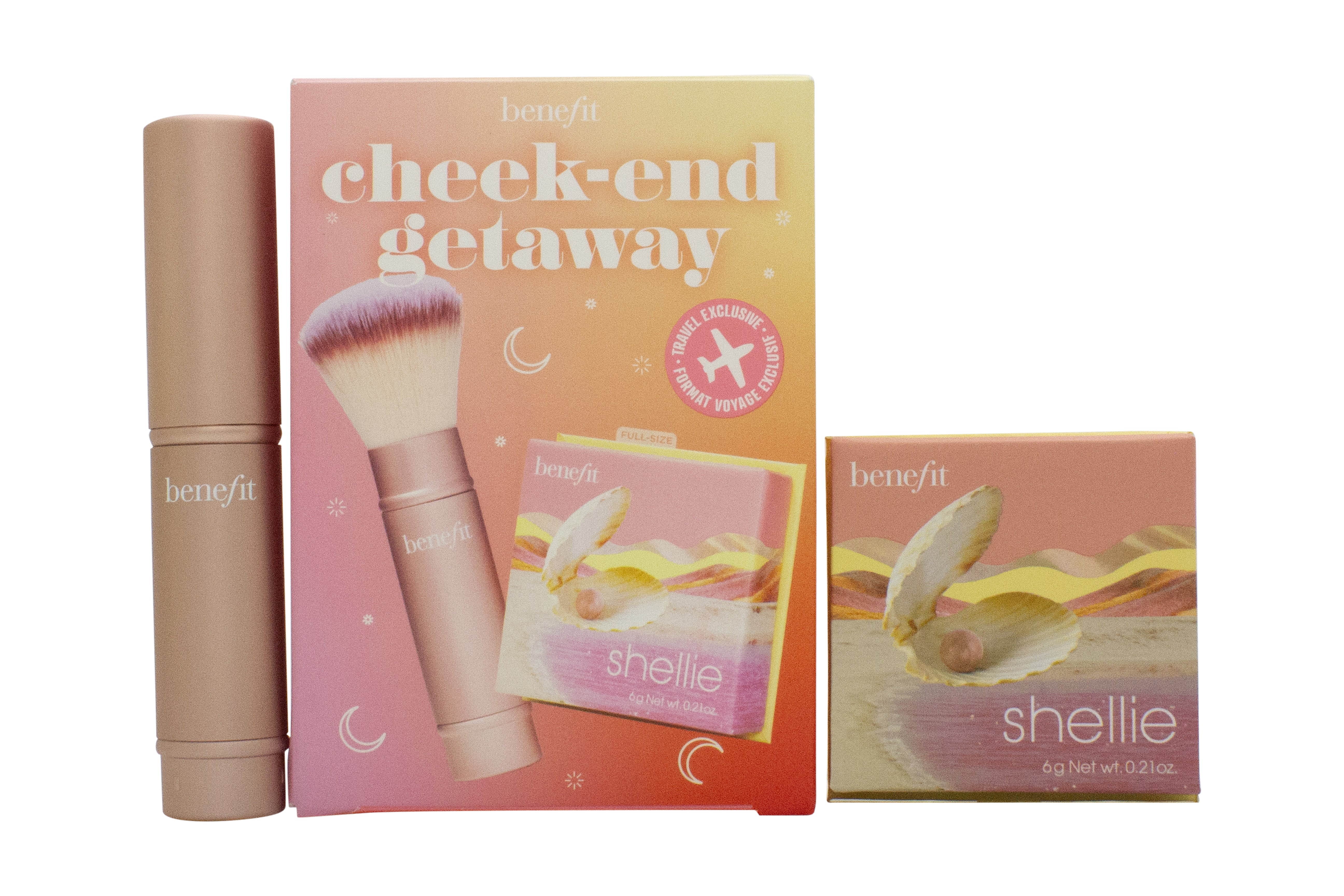 Benefit Shellie Blush Cheek-End Getaway Set 6g Shellie Blush + Multitasking Kwast