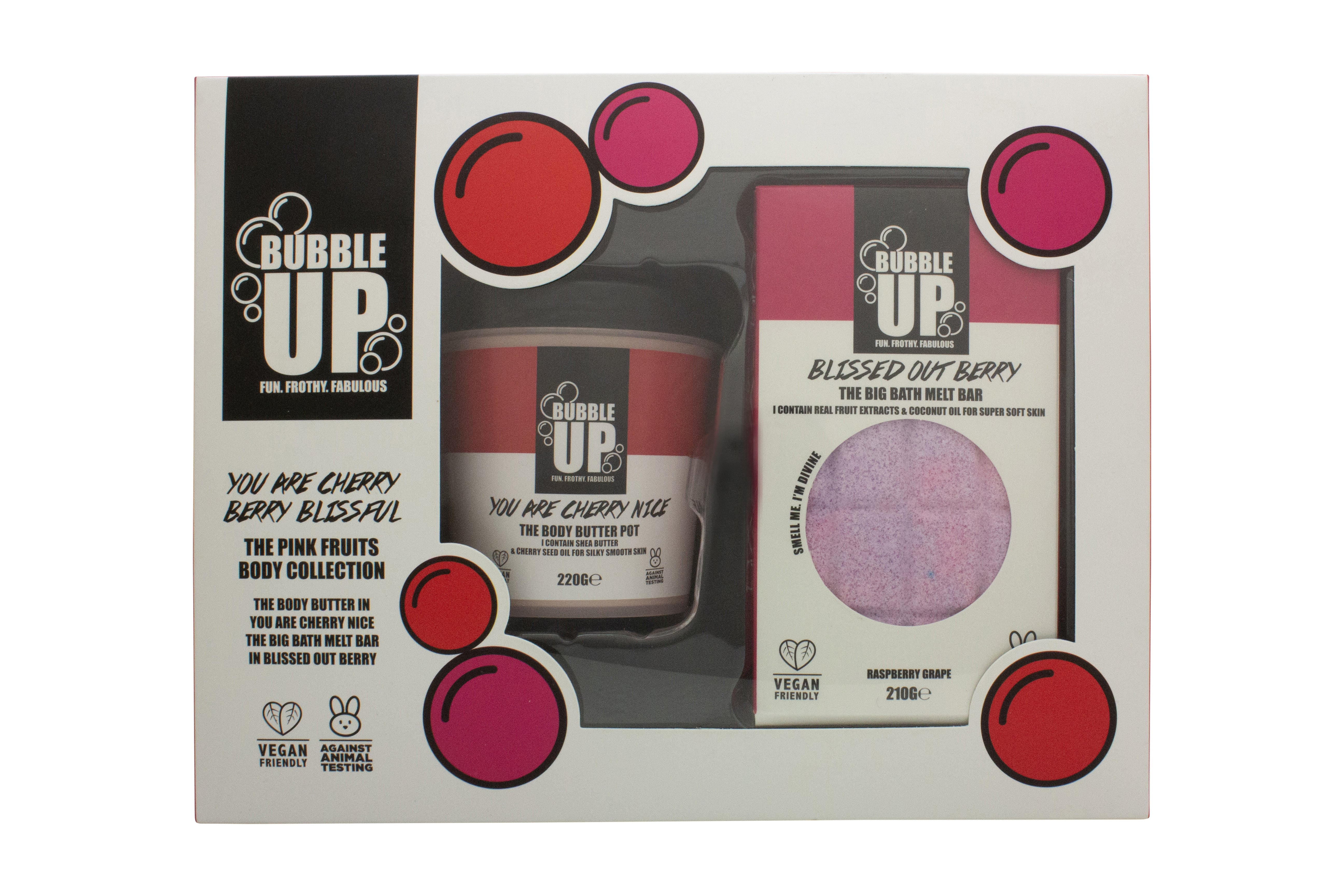 Bubble Up Cherry Berry Bath & Body Geschenkset 210g Big Bath Bar Berry & 220g Body Butter Cherry Nice