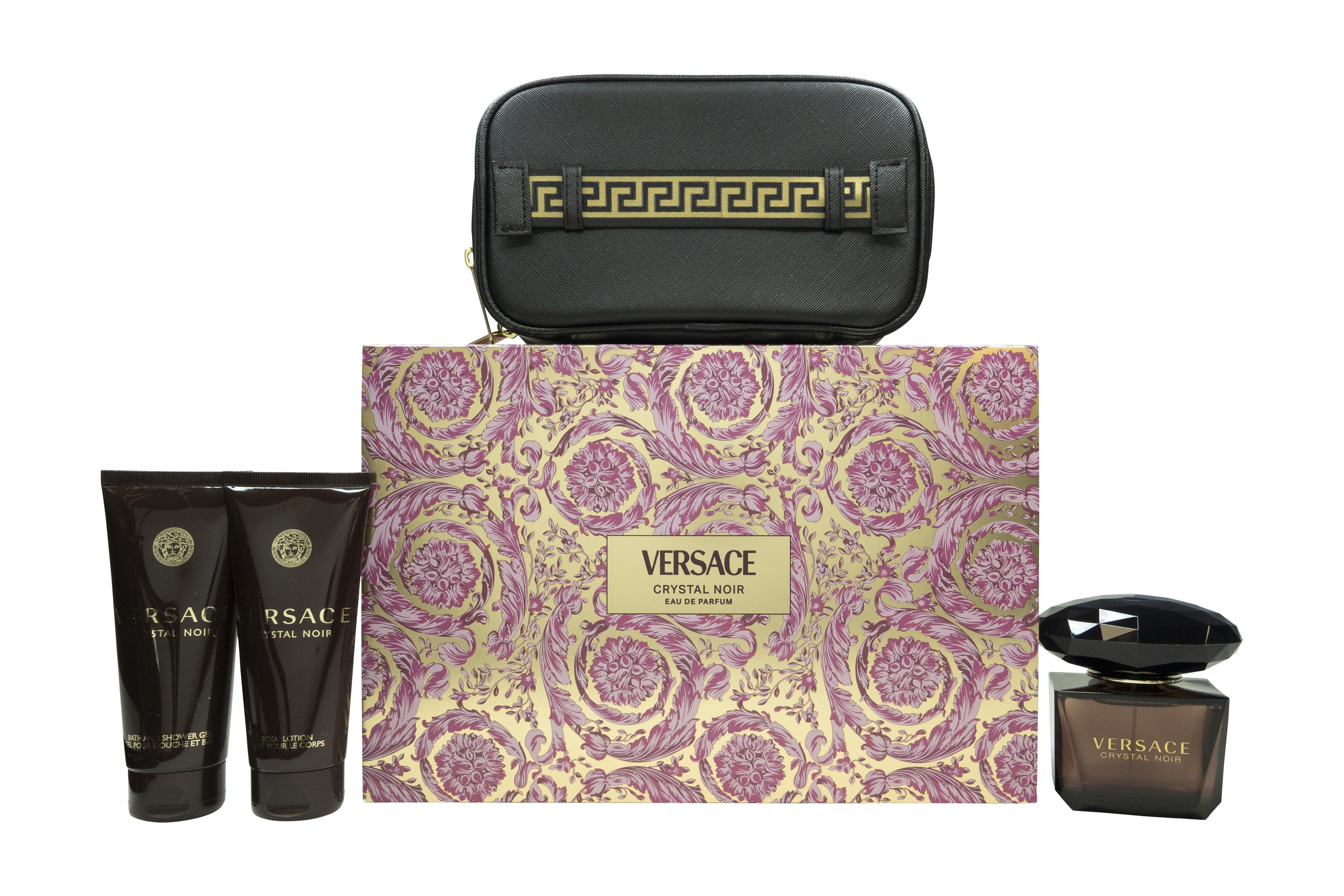 Versace Crystal Noir Gift Set 90ml EDP + 100ml Body Lotion + 100ml Shower Gel + Pouch