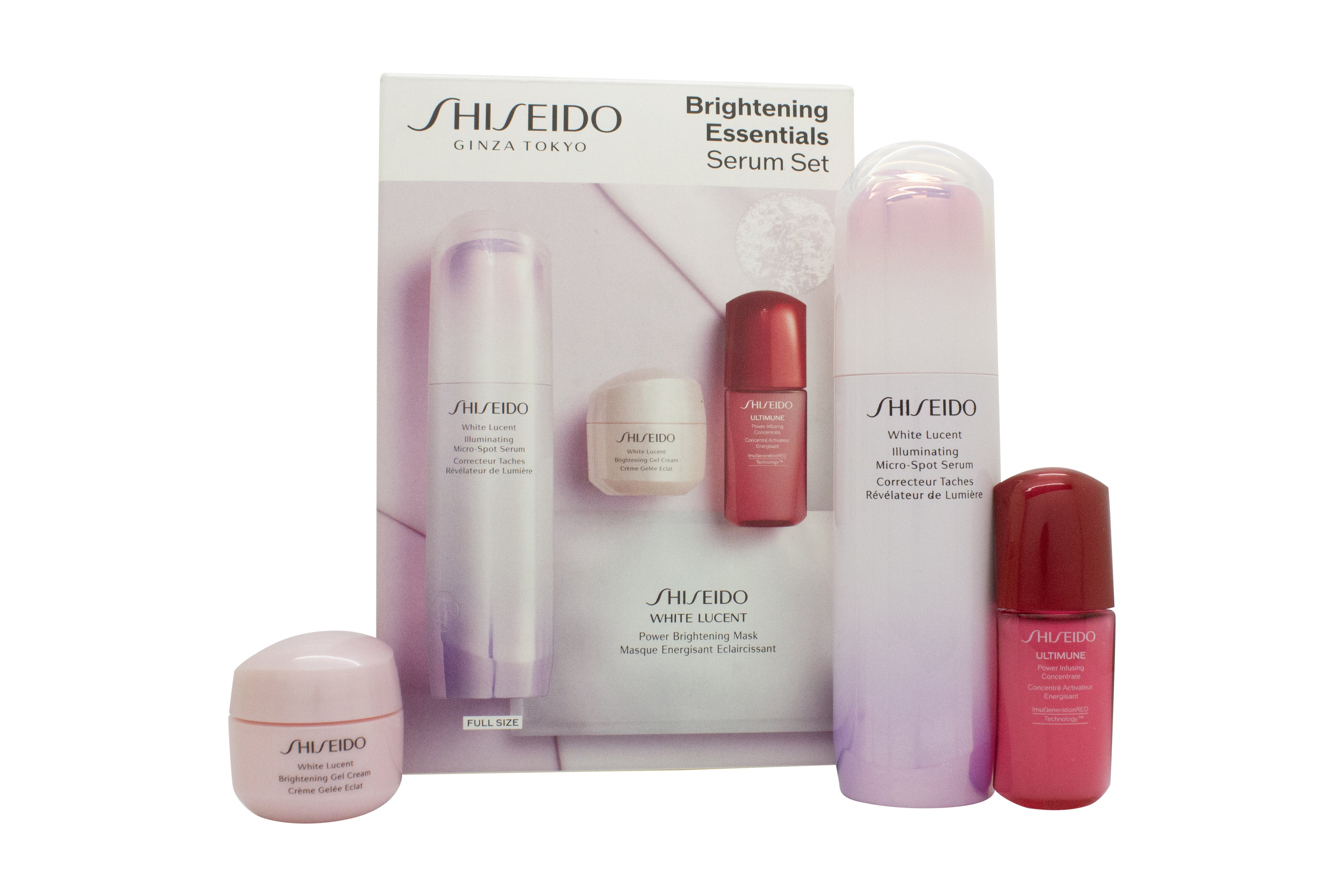 Shiseido Brightening Essentials Eye Geschenkset 50ml Gel Cream + 15ml Oogcrème + 15ml Power Infusing Concentrate + Power Brightening Masker