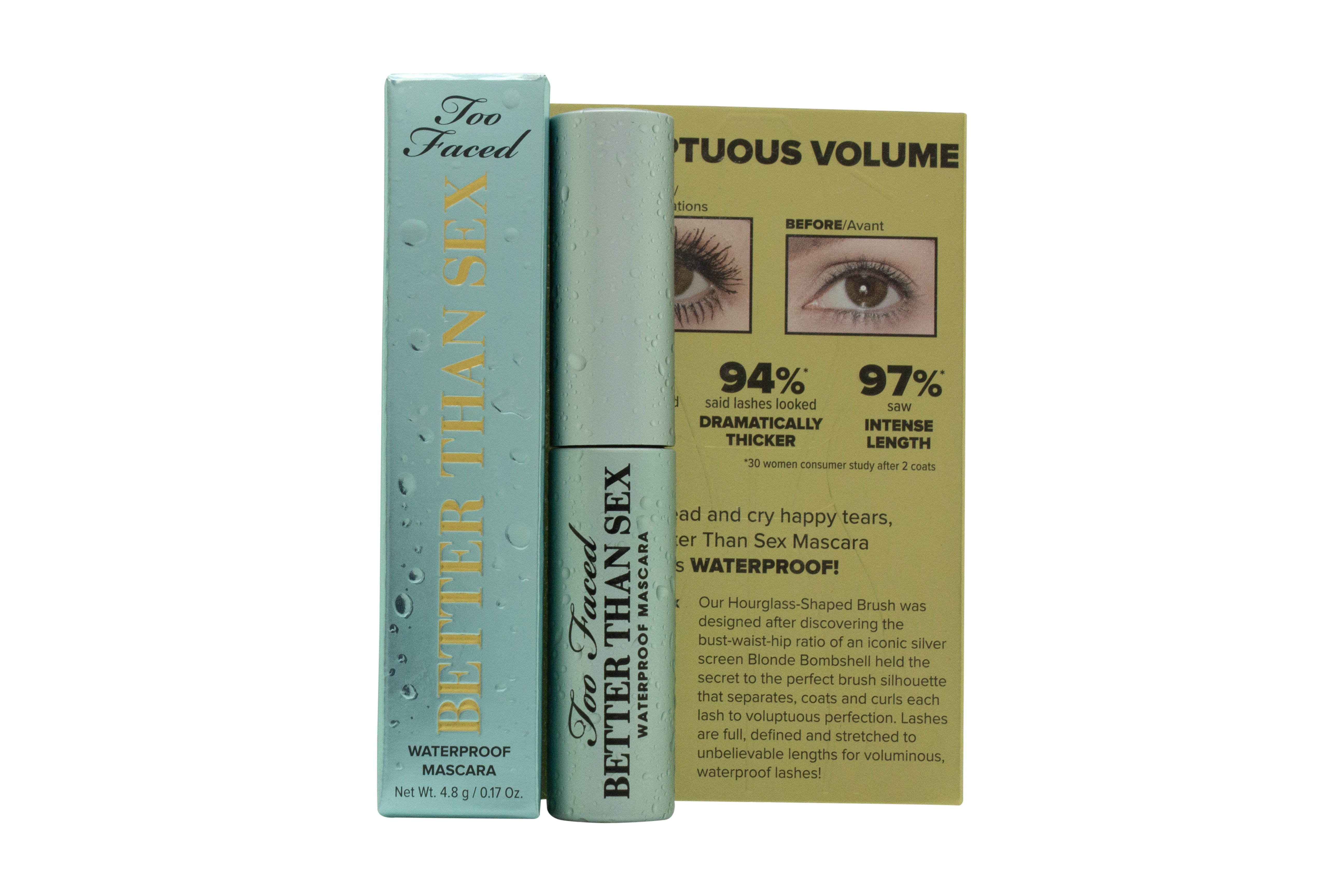 Too Faced Better Than Sex Waterproof Mascara Travel Size waterproof mascara for volume and thickness of eyelashes 4.8g