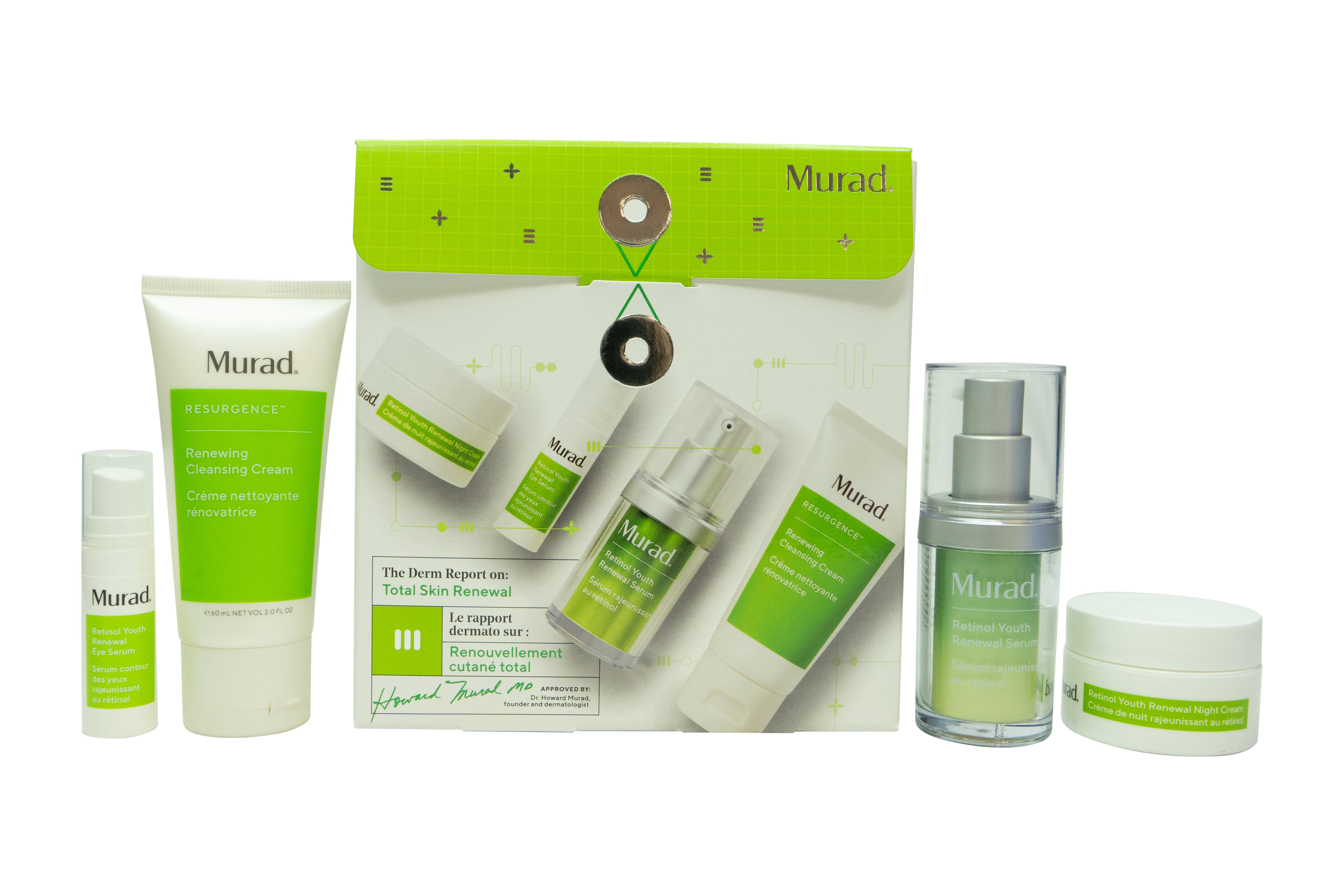 Murad The Derm Report Total Skin Renewal Set 60ml Cleansing Cream + 15ml Serum + 5ml Eye Serum + 15ml Night Cream