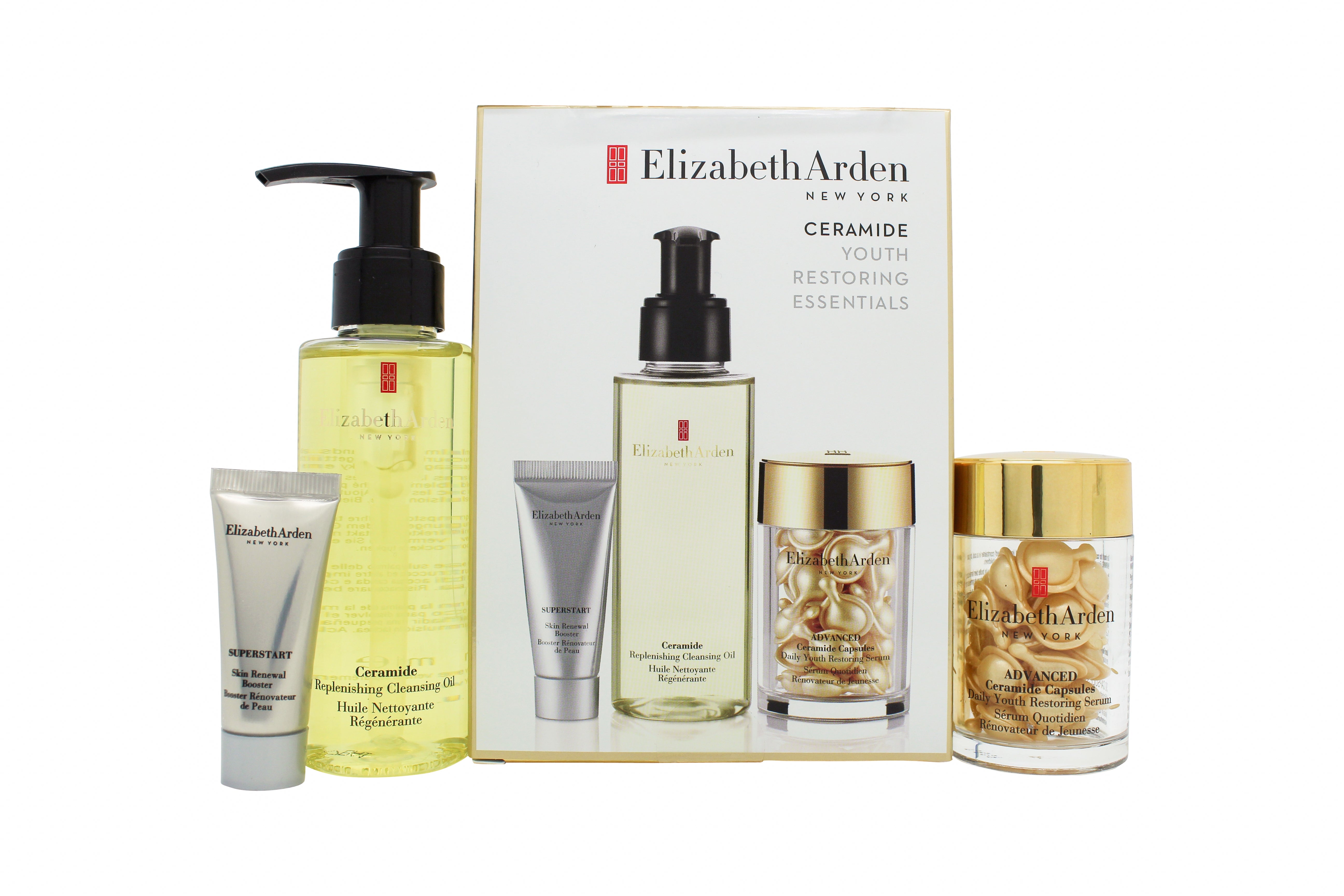 Elizabeth Arden Ceramide Youth Restoring Essentials Geschenkset 100ml Reinigingsolie + 5ml Renewal Booster + 30 Serum Capsules