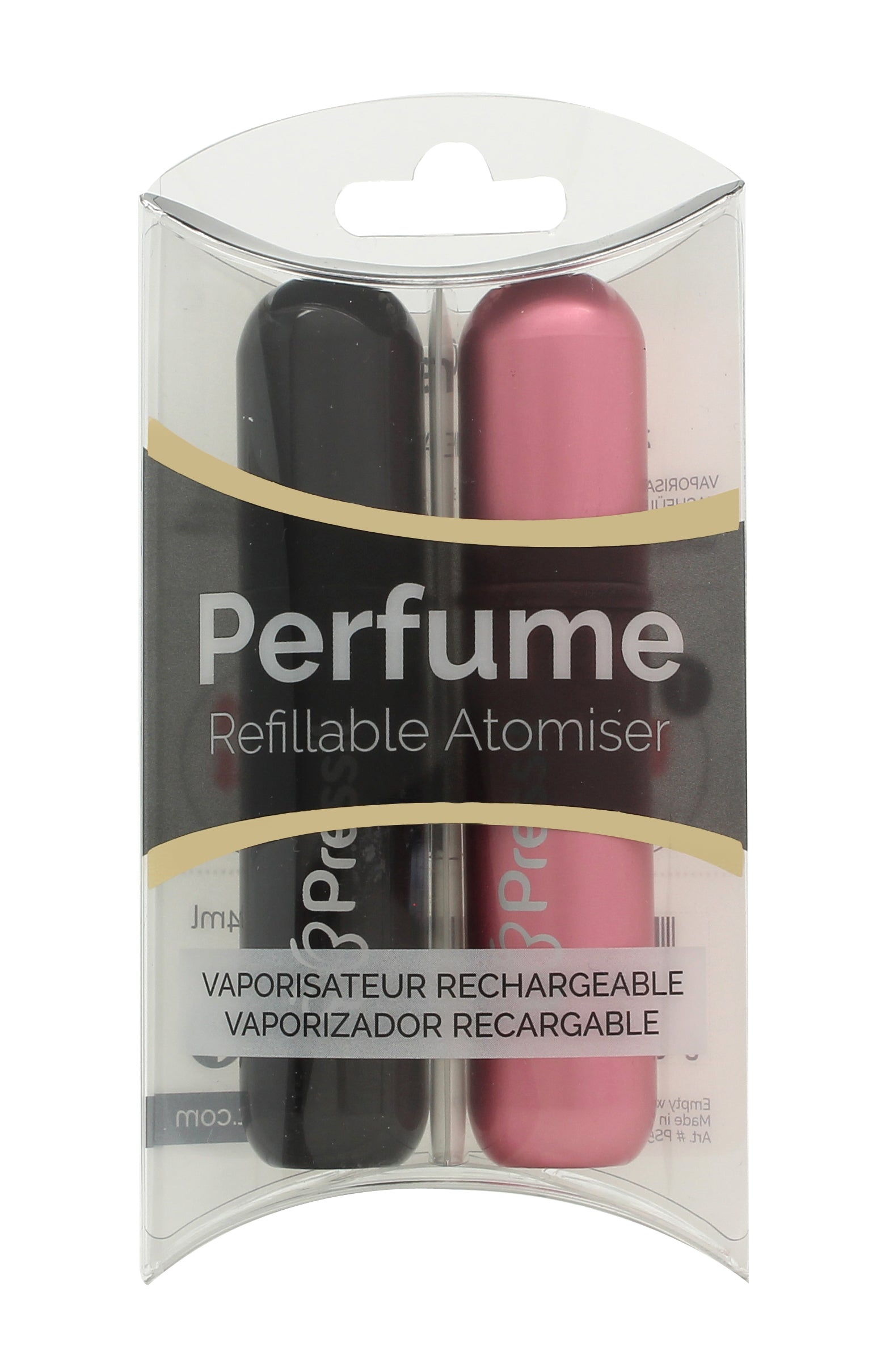 Pressit Navulbare Parfum Verstuiver Duoverpakking Roze & Zwart Spray