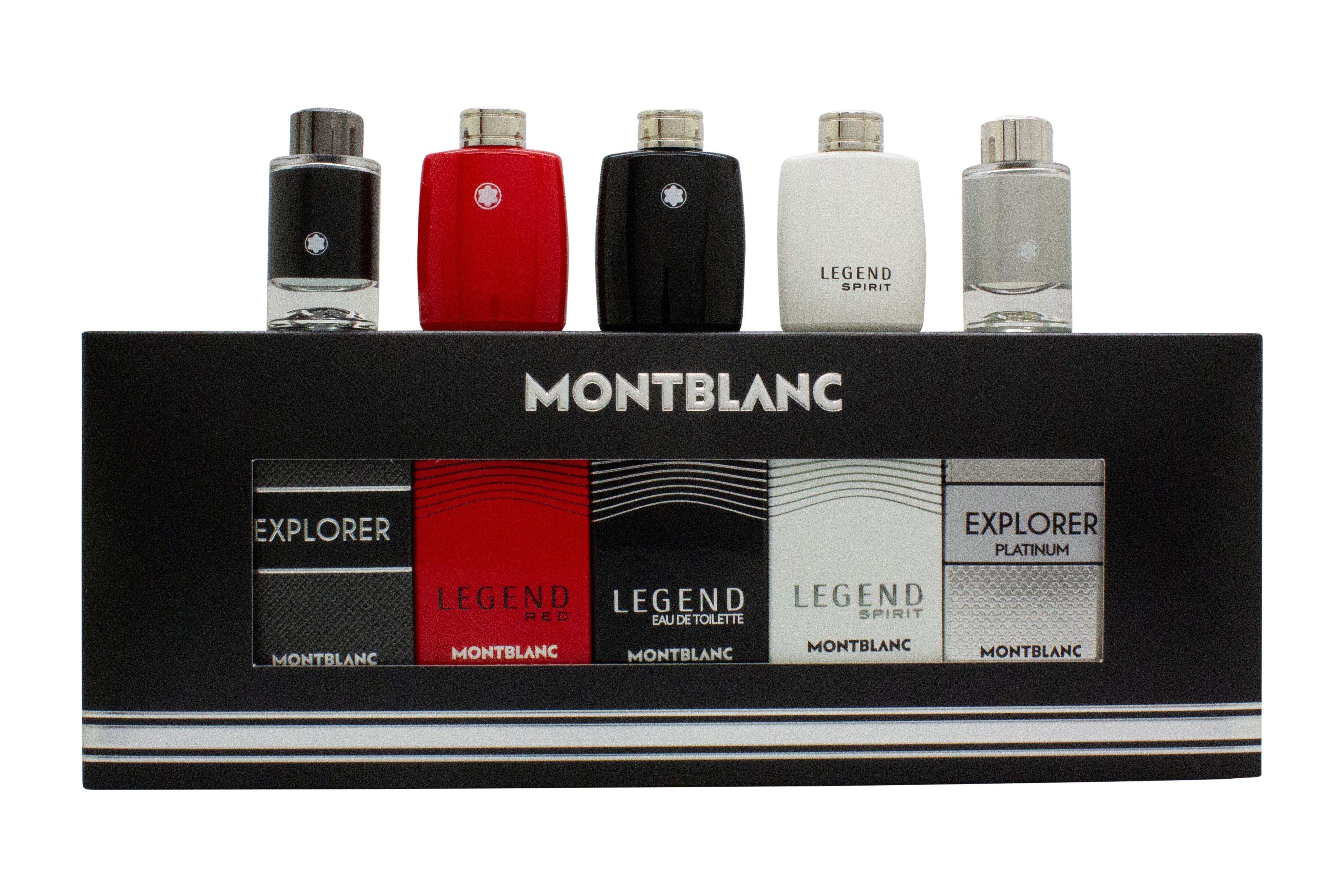 Mont Blanc Miniatures Geschenkset 4.5ml Legend EDT + 4.5ml Legend Red EDT + 4.5ml Explorer EDP + 4.5ml Legend Spirit EDT + 4.5ml Explorer Platinum EDP