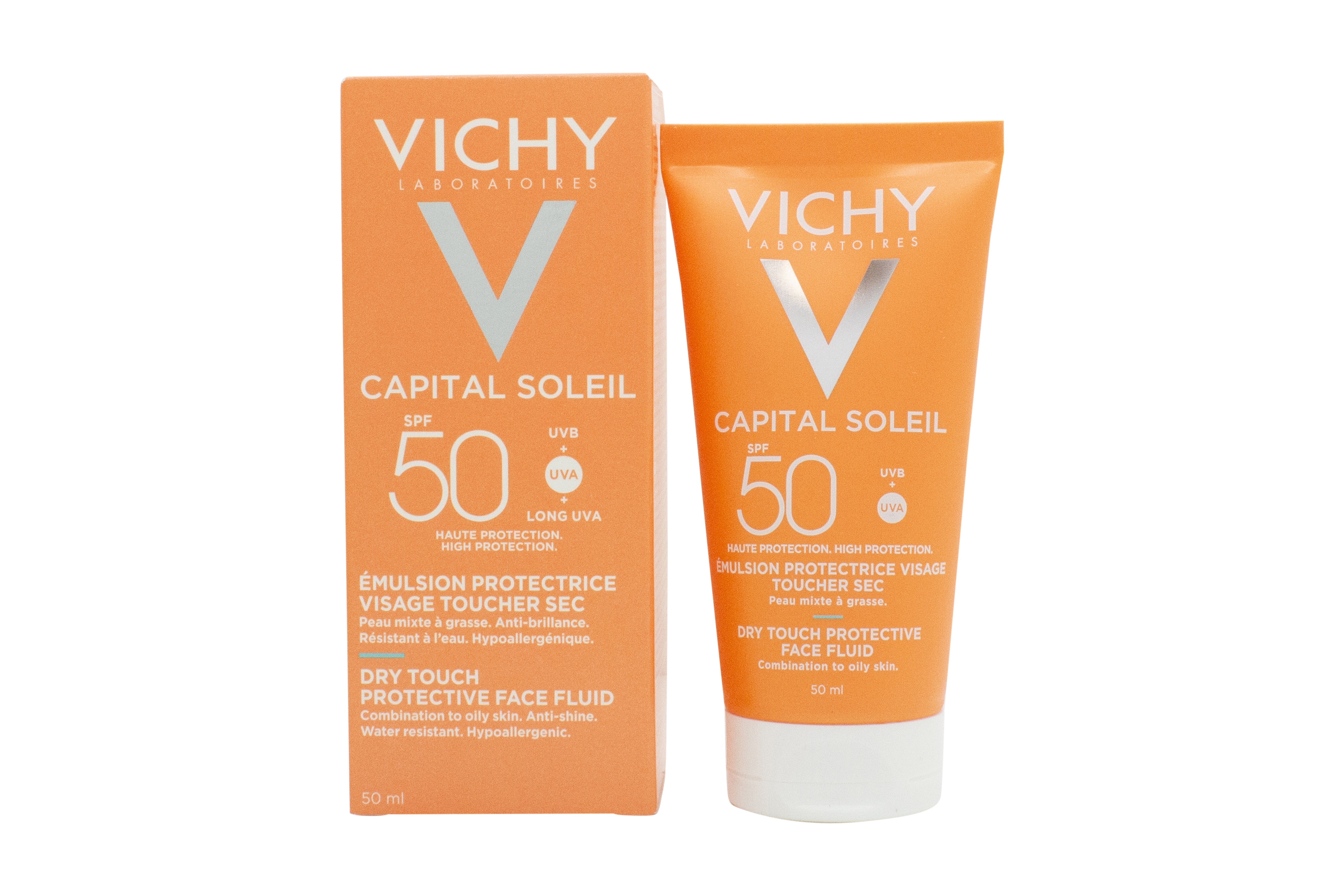 Vichy Idéal Soleil Dry Touch Gezichtscrème SPF50 50ml - Voor Gecombineerde en Droge Huid