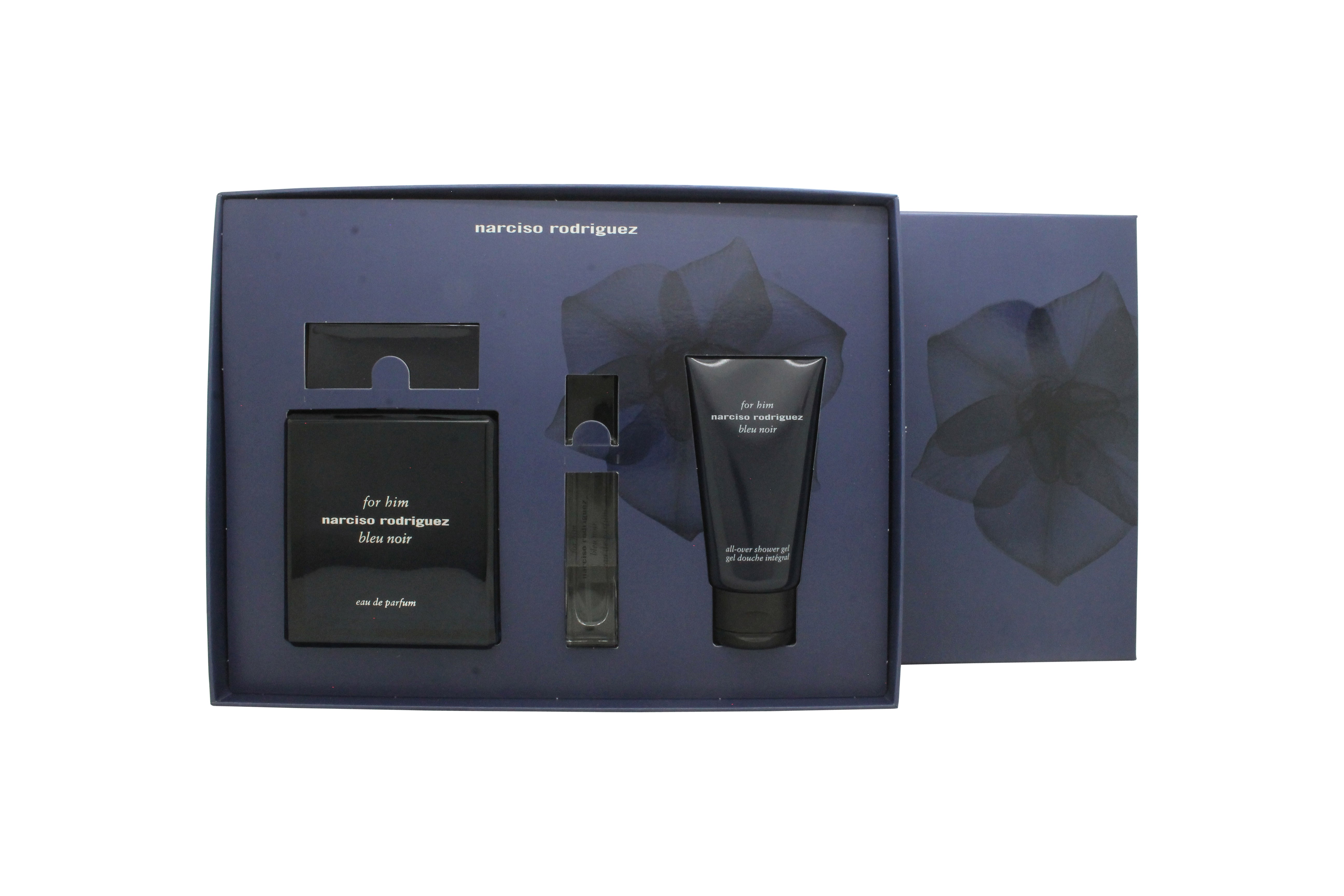 Narciso Rodriguez Bleu Noir Geschenkset 100ml EDP + 10ml EDP + 50ml Douchegel