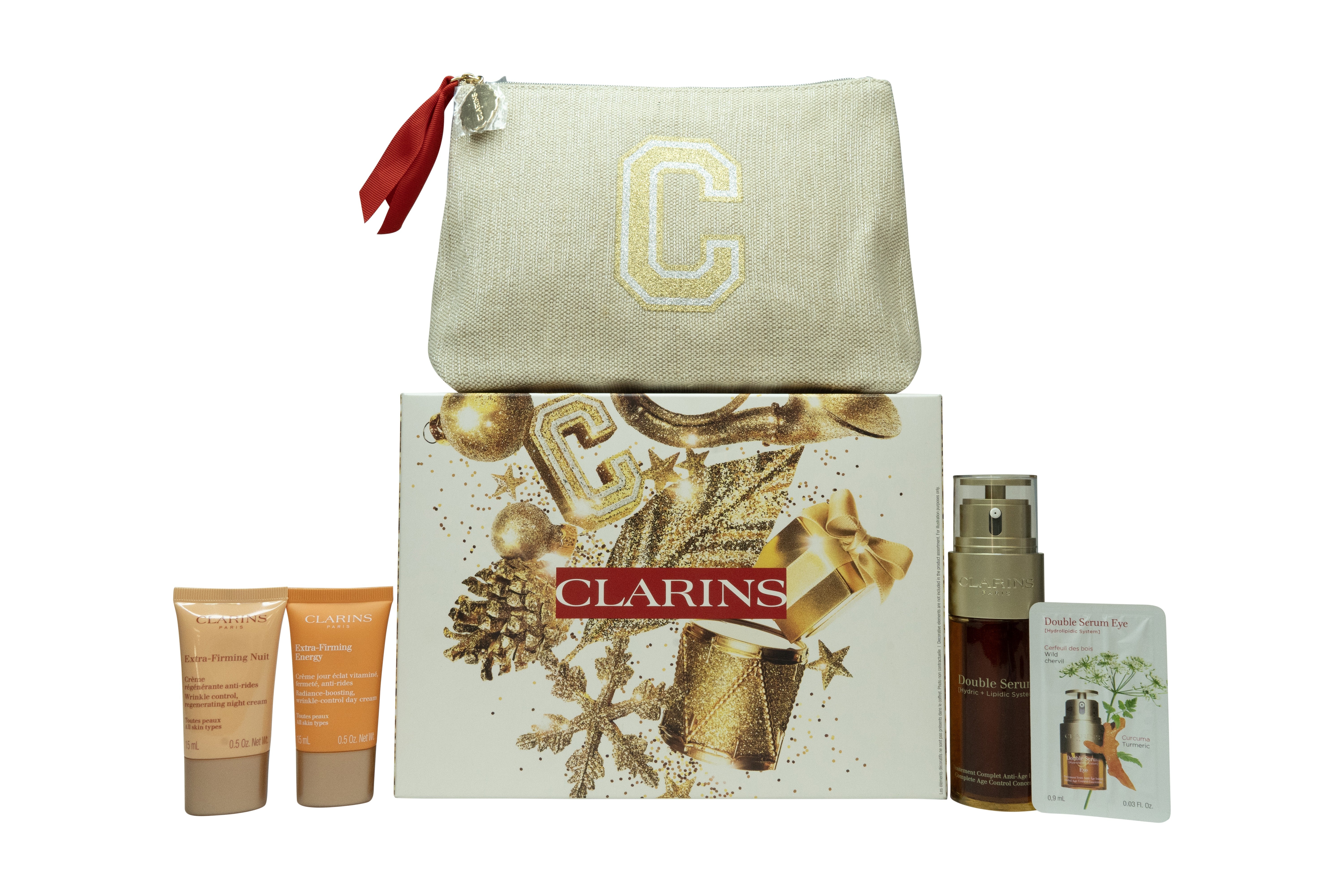 Clarins Double Serum Geschenkset 50ml Double Serum + 15ml Extra Firming Energy + 15ml Extra Firming Nuit + 0.9ml Double Serum Eye